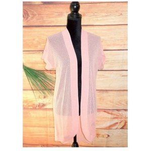 M August Silk Pink Knit Open Cardigan NWT